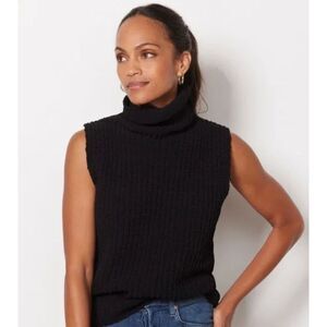 John + Jenn Wiren Vest Knit Turtleneck Sleeveless Size S